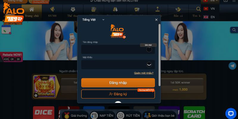 Hướng dẫn đăng nhập tài khoản game ALO789