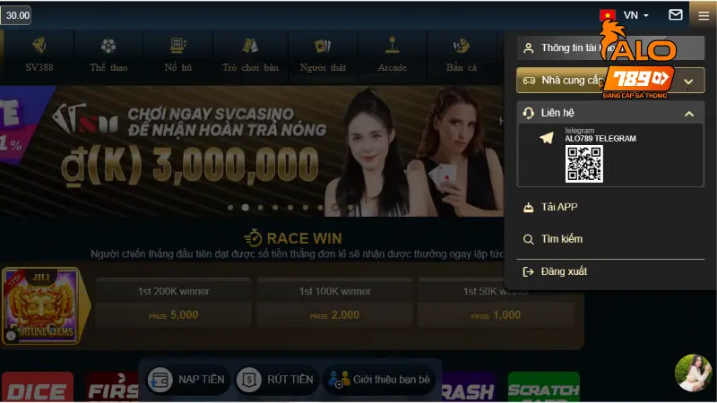 Những phương thức liên hệ cho ALO789