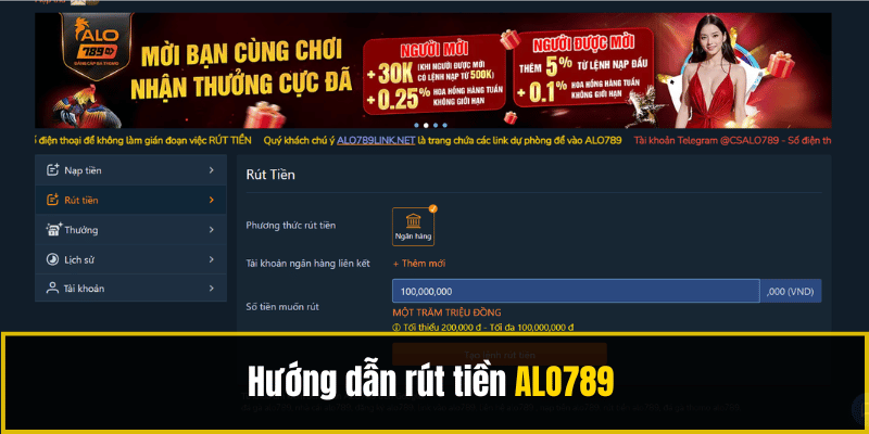 Hướng dẫn rút tiền ALO789